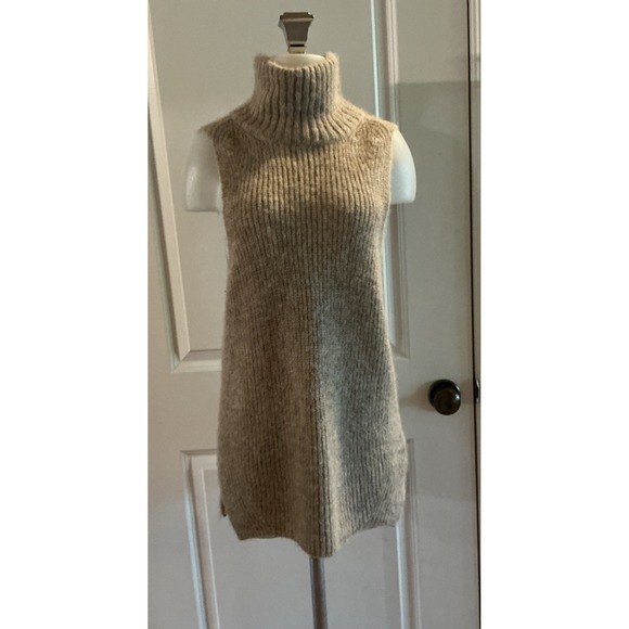 JOIE Arne Sleeveless Alpaca Blend Camel Turtleneck Cowl Pullover Sweater Size M - Picture 1 of 10